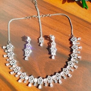 Silver Baby-Pink Necklace Set