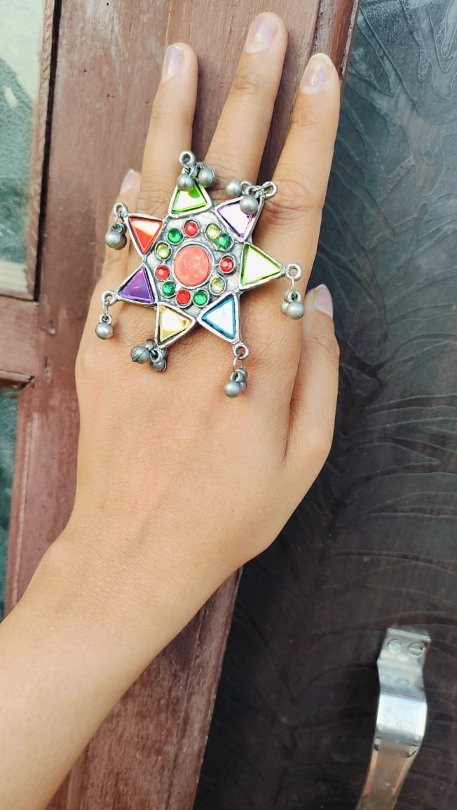 Tara Adjustable Oxidised Ring - Image 2