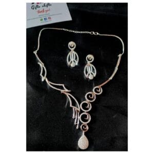 Silver American Diamond  Necklace Set