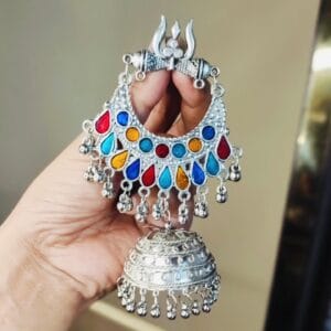 Trishul Multicolored oxidised jhumka