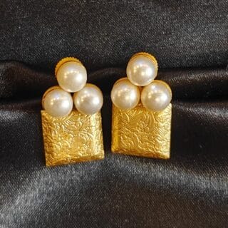 Brass Gold Plated Pearl Studs