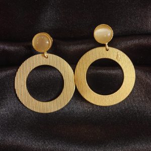 Gold-toned Contemperory Round Earrings
