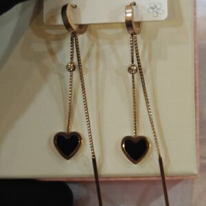 Gold Heart Long Anti Tarnished Earring