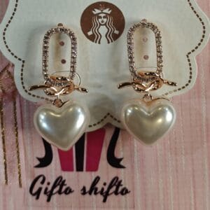 White Heart Rose Gold Anti Tarnished Earrings