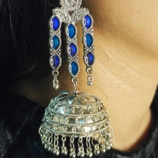 Elegant Blue Oxidised Jhumka