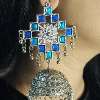 Exquisite Oxidized Sitara Jhumka