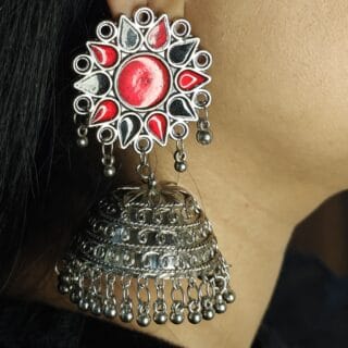 Oxidised Flower Jhumka