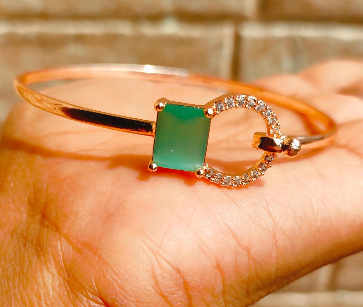 Green Gold Plated American Diamond Bracelet