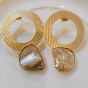 Brass Gold Plated Monalisa Earrings