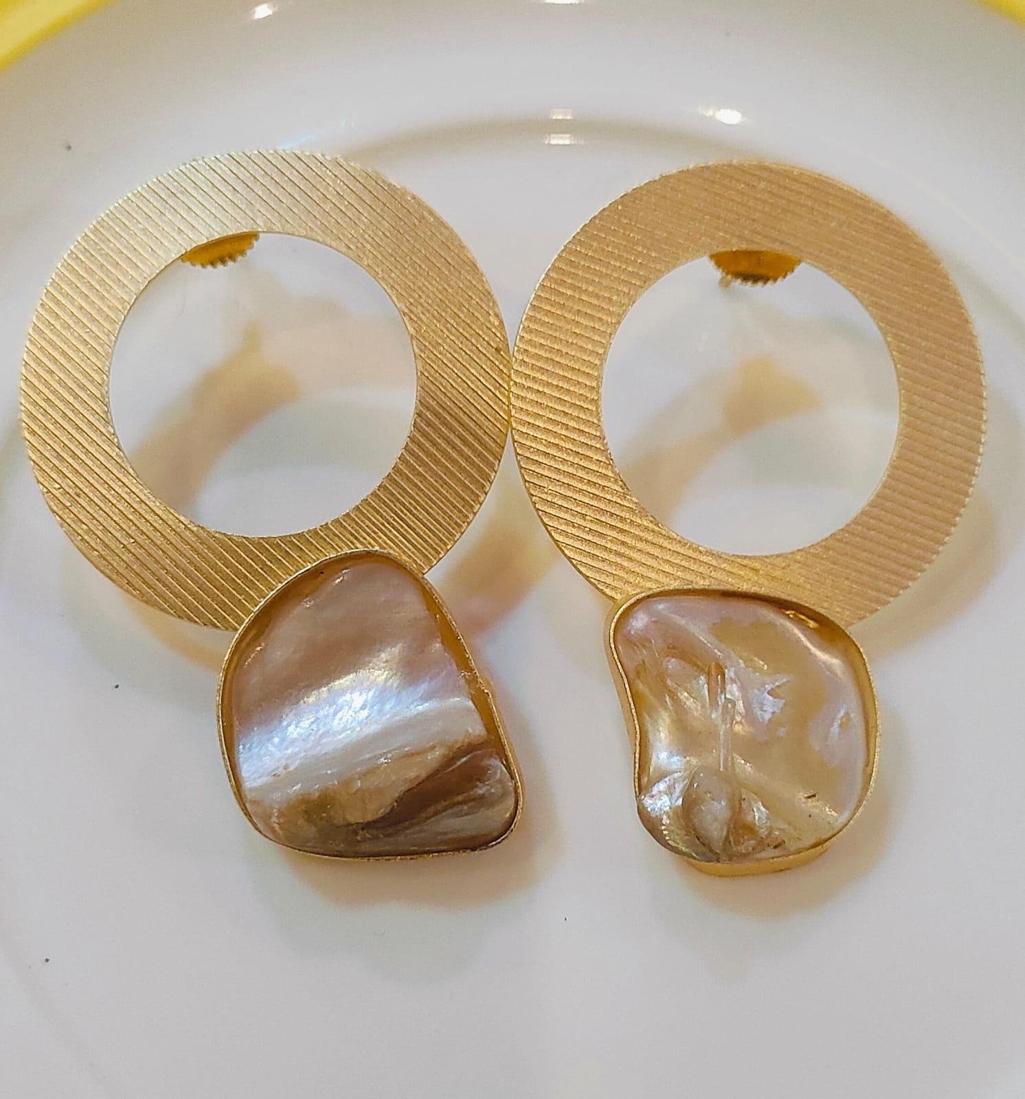 Brass Gold Plated Monalisa Earrings