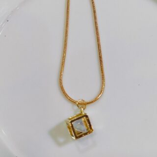 Golden cube snake pendent chain