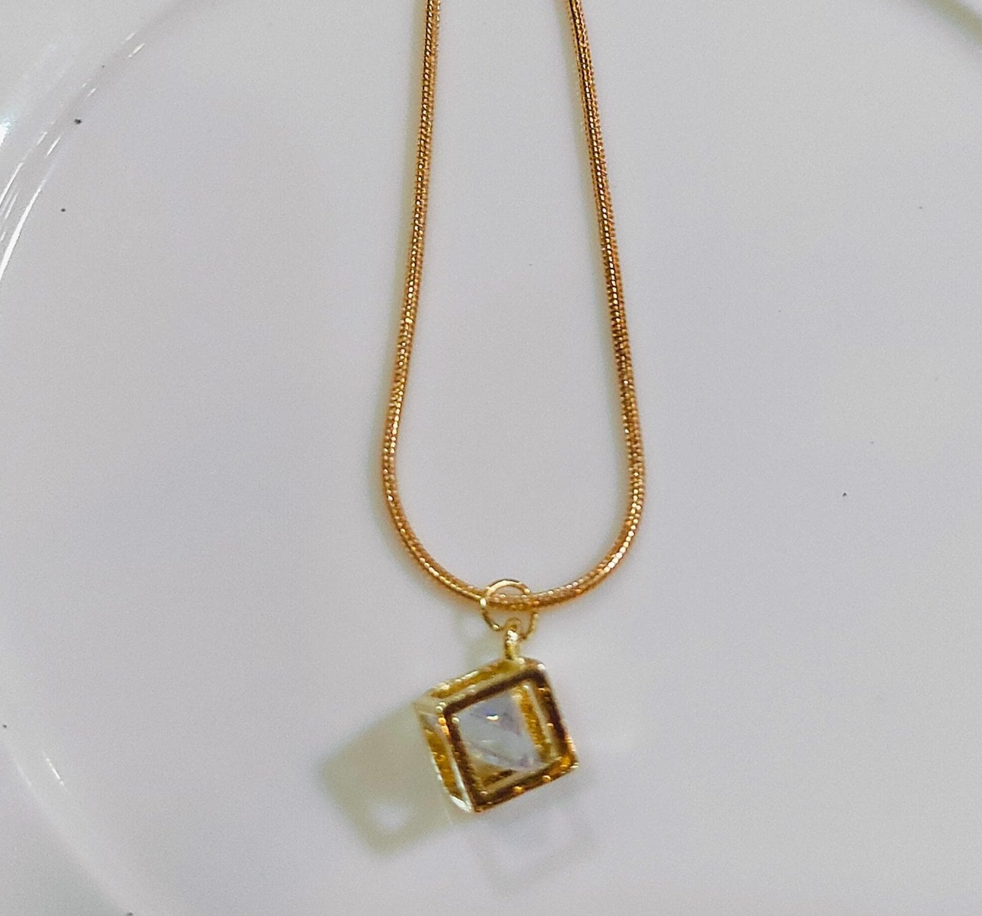 Golden cube snake pendent chain