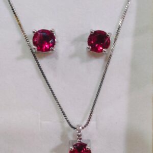 American Diamond Pendant Chain Set With Pair Of Earrings