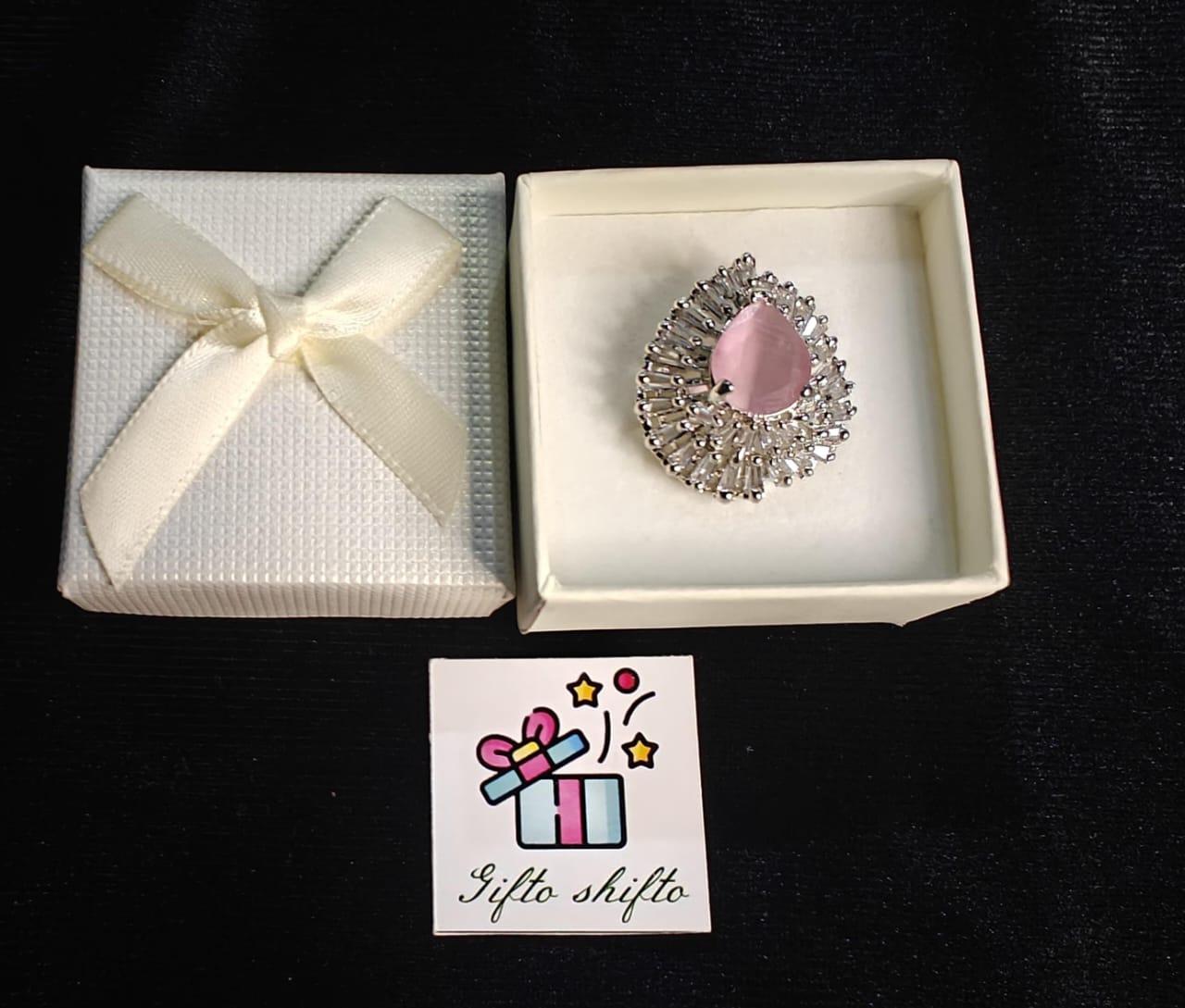 American Diamond Ring With Gift Box