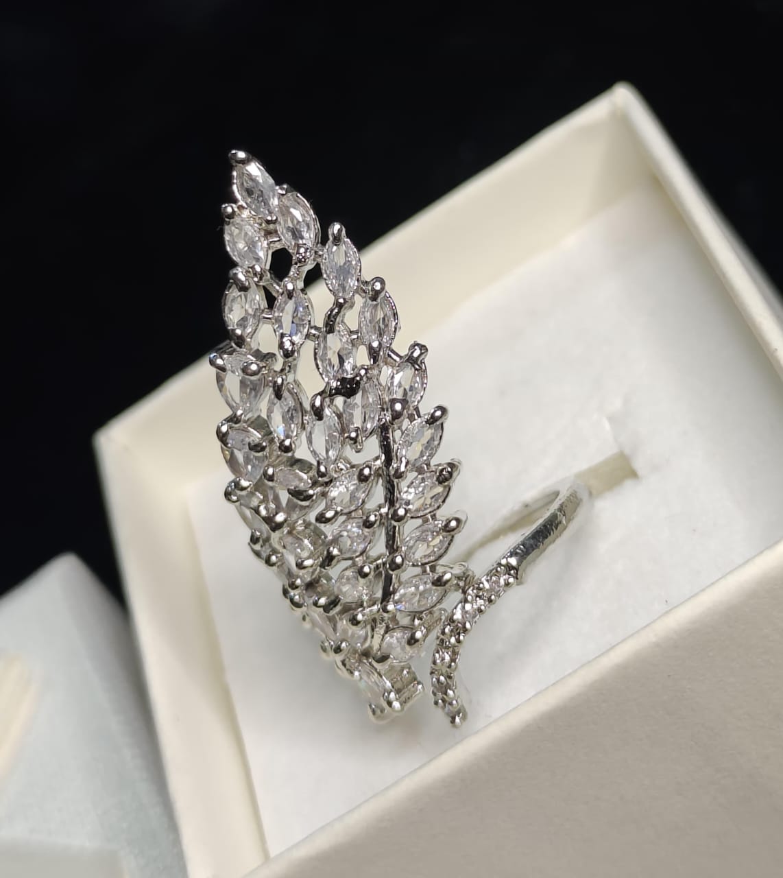 Leafy American Diamond Ring