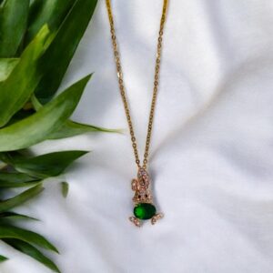 Anti Tarnished Emerald Bunny Pendant Chain