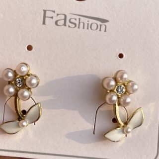 Flower White Korean Earrings
