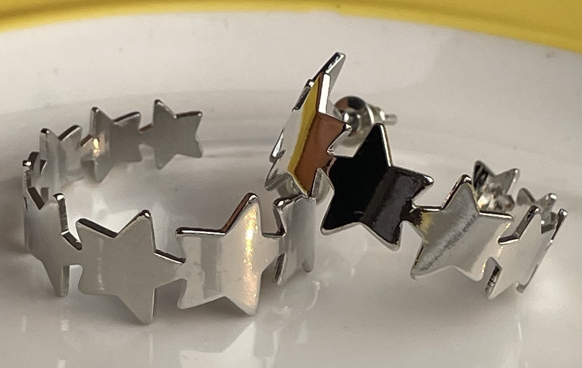 Star Silver Hoops