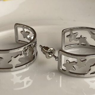 Small Star Silver Hoops