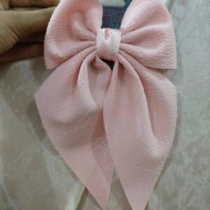 Big Pink Hair Bow Long Tail Clip