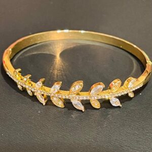 Leafy Ad Studded Gold-Plated Demi Fine bracelet