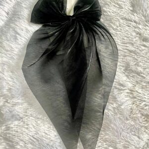 Black Big Hair Bow Long Tail Clip