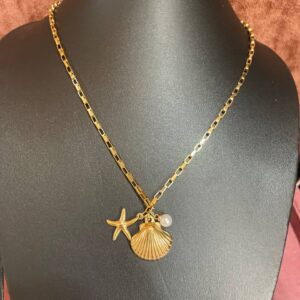 Anti Tarnished Gold-Plated  Sea Shell Pendant Chain