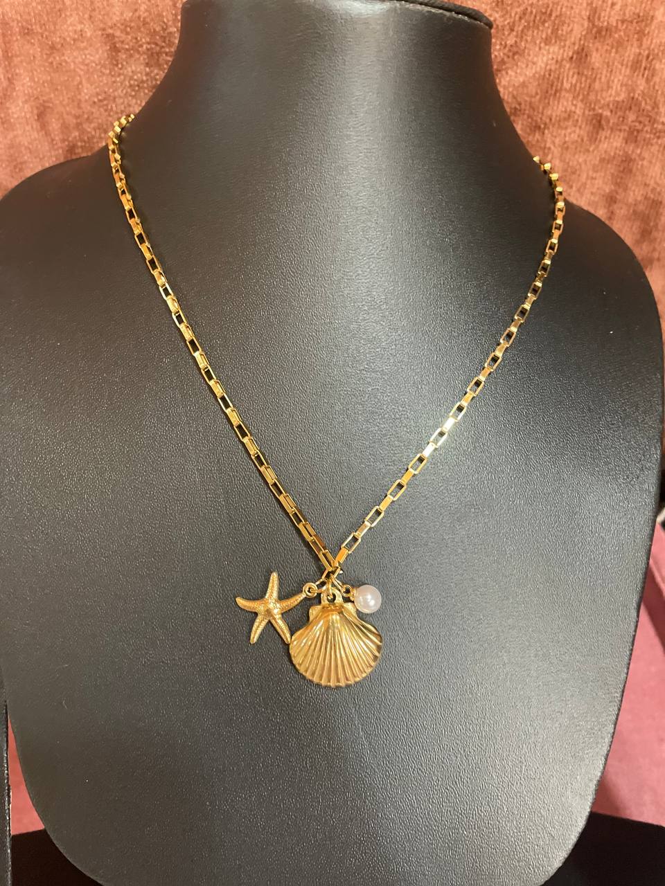 Anti Tarnished Gold-Plated Sea Shell Pendant Chain