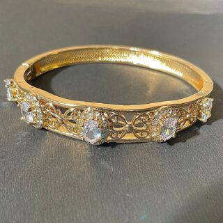 Crown studded gold platted bracelet