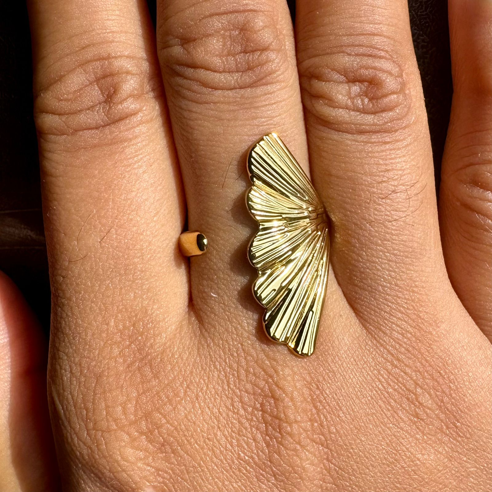 Half Leafy Demi Fine 18k Gold Plated Ring - Image 3