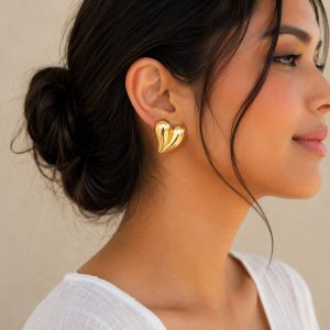 Anti Tarnished Heart Shape Studs