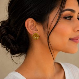 Anti Tarnished Coin Love 18K Gold Plated Studs