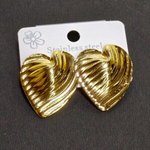 Texture Heart  Gold Plated Earrings