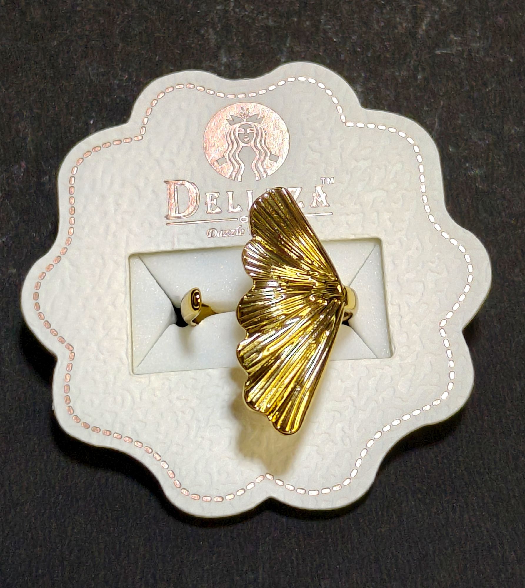 Half Leafy Demi Fine 18k Gold Plated Ring
