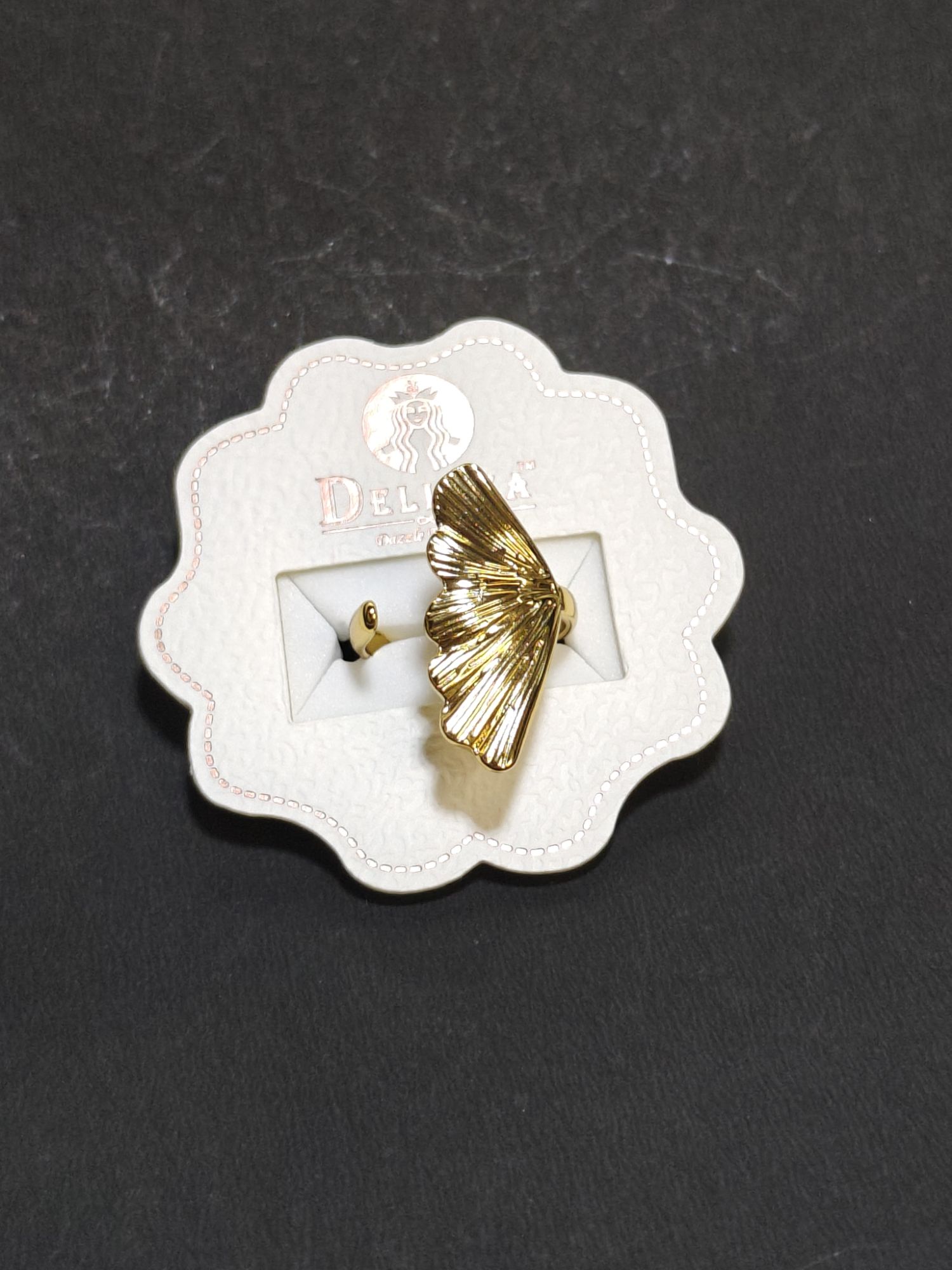 Half Leafy Demi Fine 18k Gold Plated Ring - Image 2