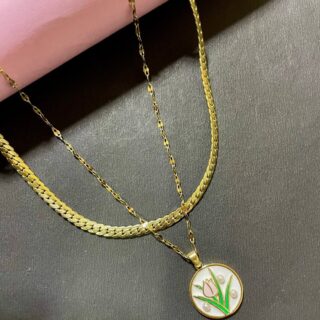 Demi Fine Dual Round Flower Pendant Chain