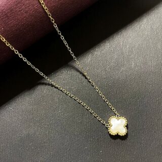 Gold-Plated White Clover Pendant Chain