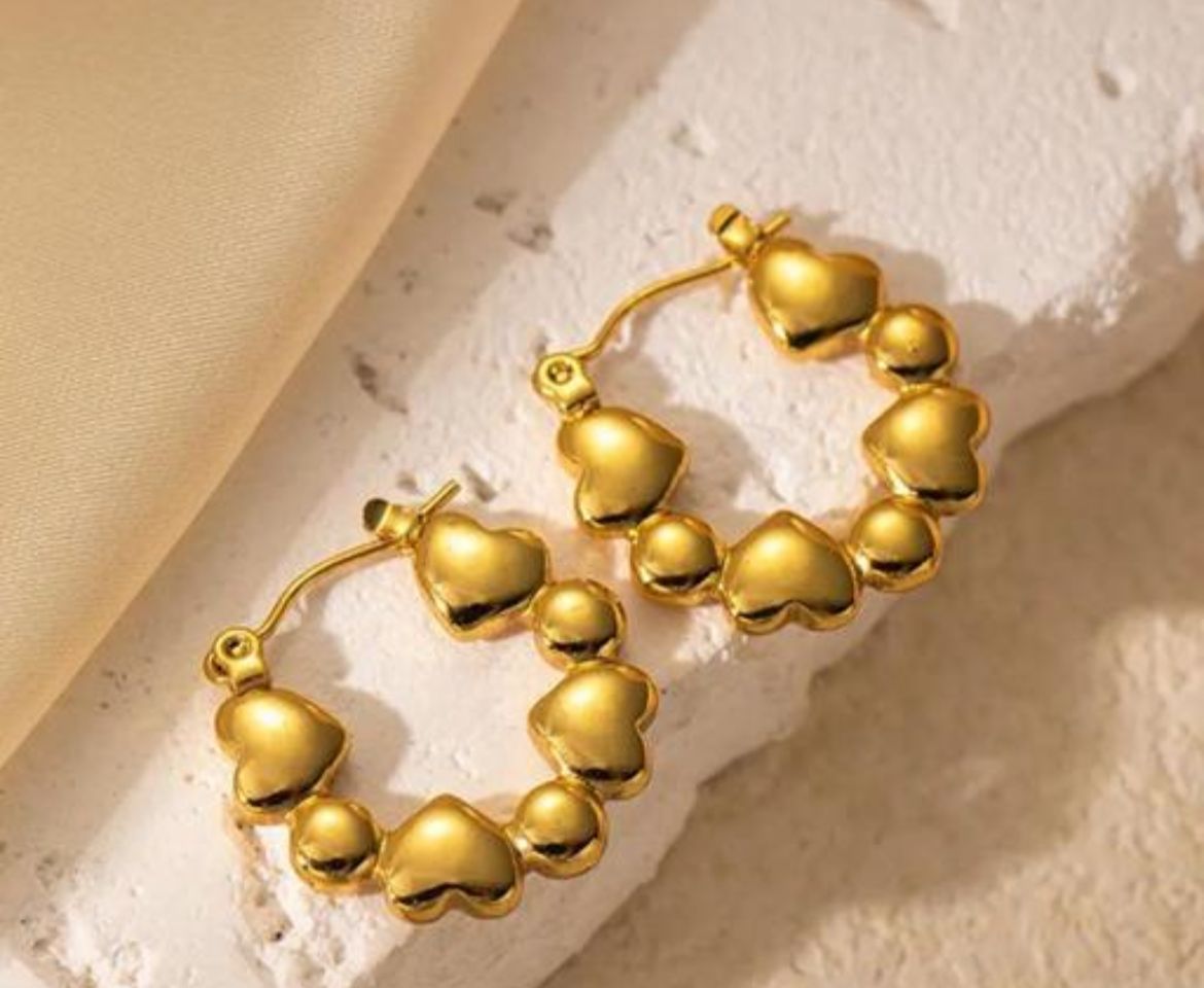 Heart 18k Gold Plated Hoop