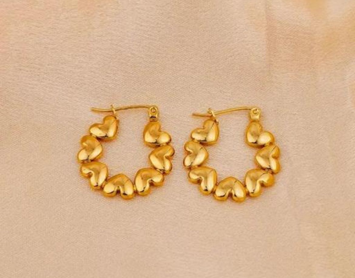 Heart 18k Gold Plated Hoop - Image 2