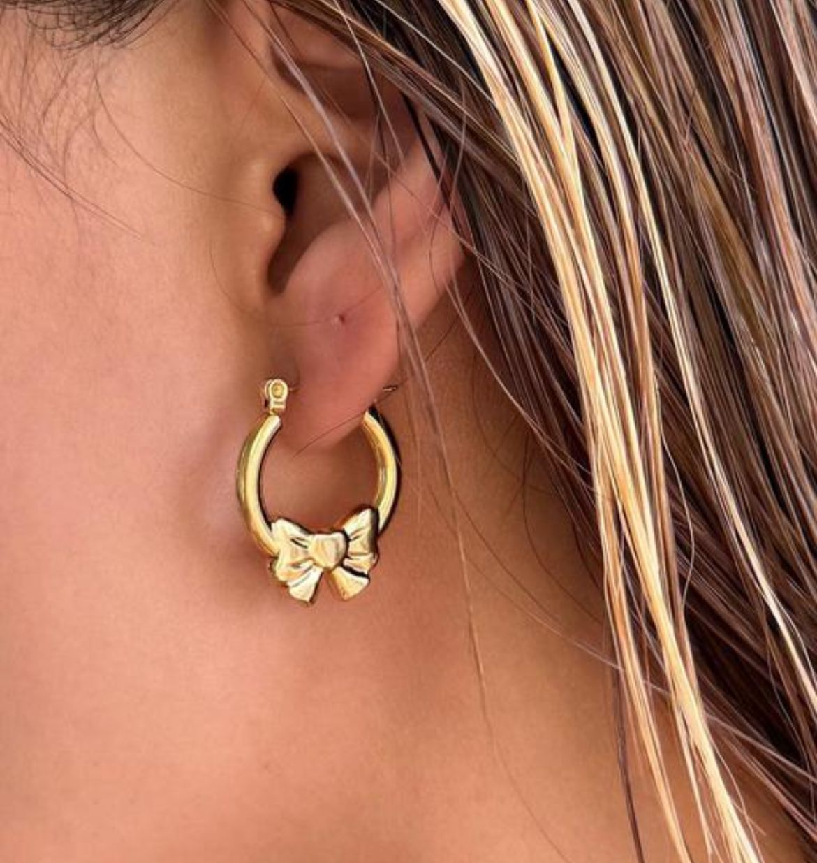 Demi Fine Bow 18k Gold Plated Hoop - Image 2