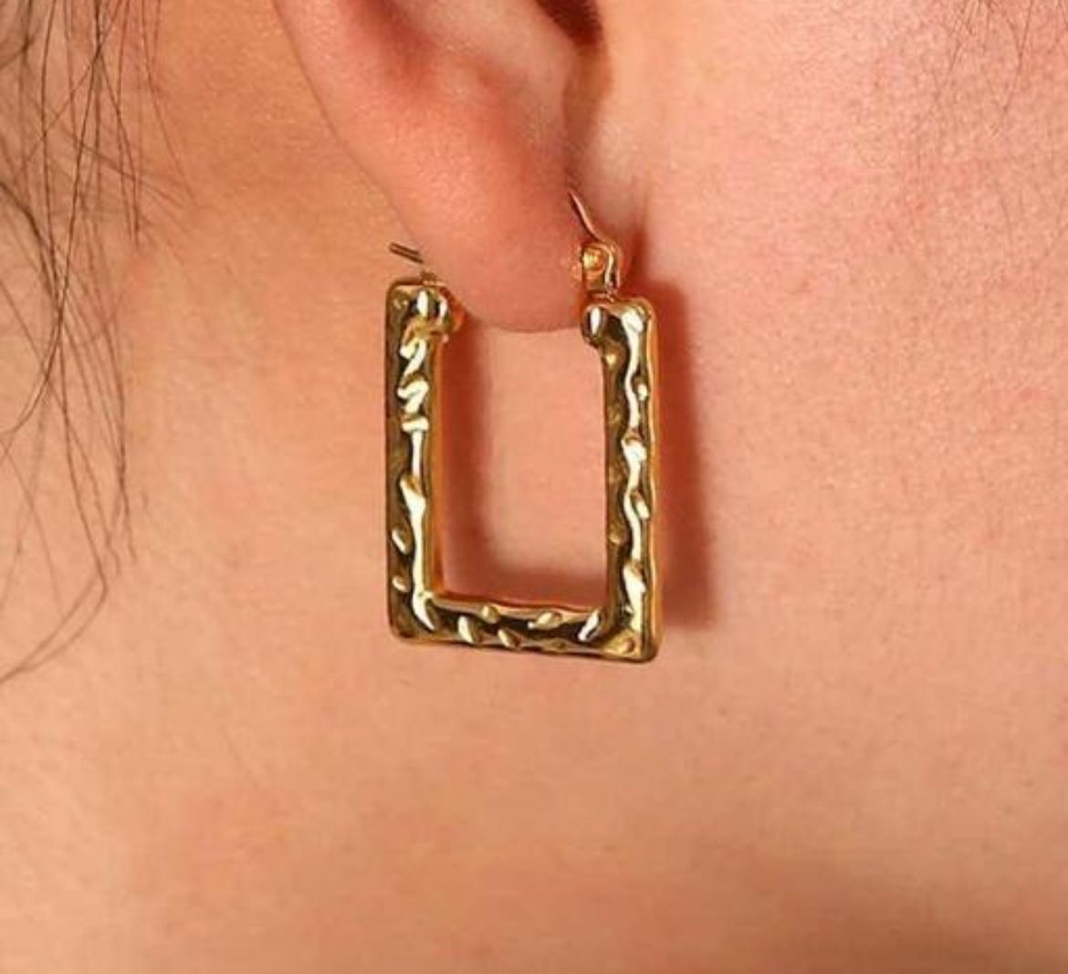 18k Gold Plated Rectangle Hoop