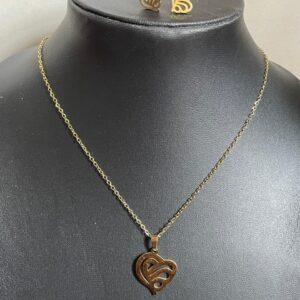 18k Gold Plated Heart  Pendant earrings chain set