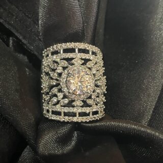 Silver Big Size AD adjustable Ring