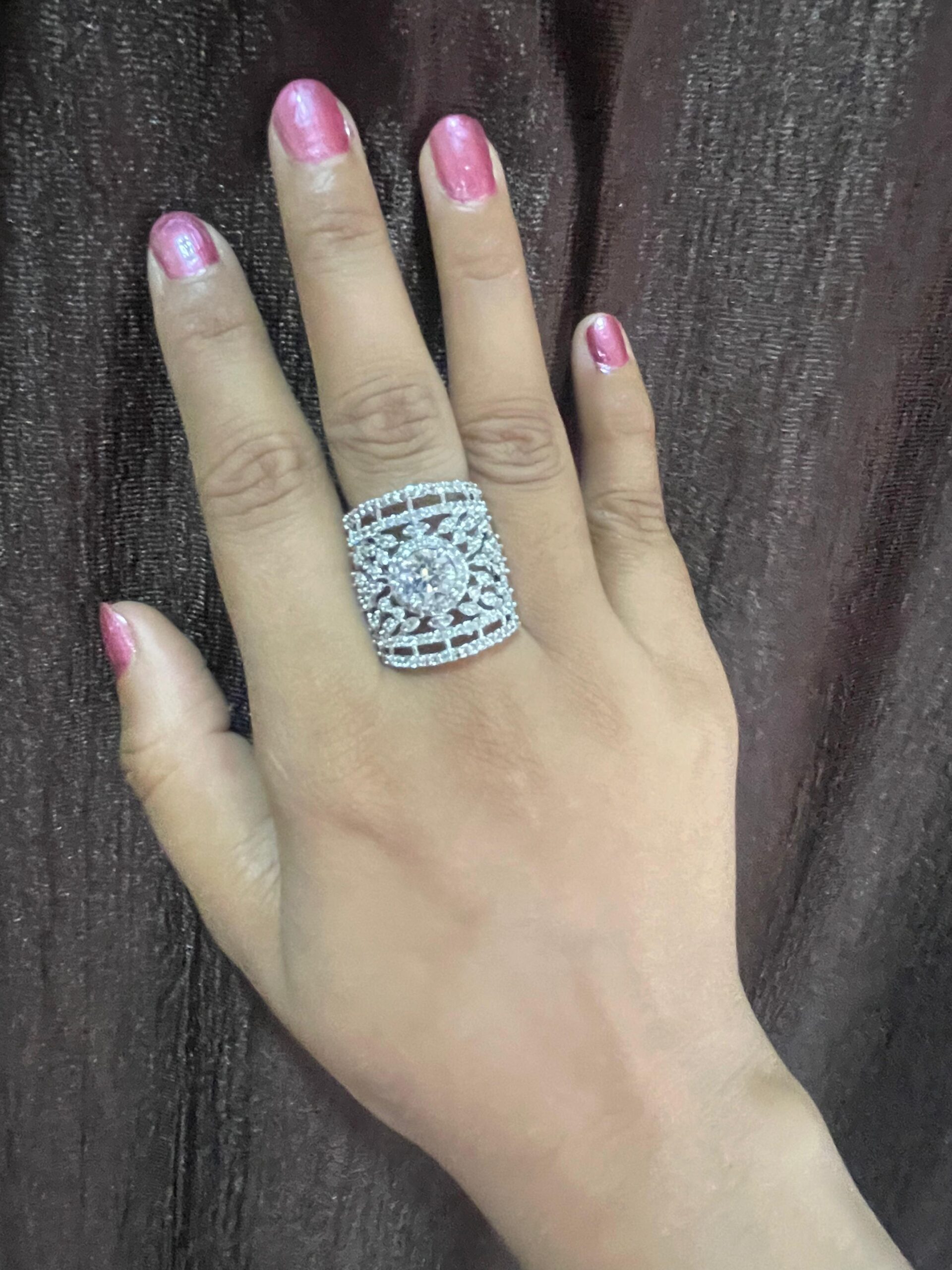 Silver Big Size AD adjustable Ring - Image 3