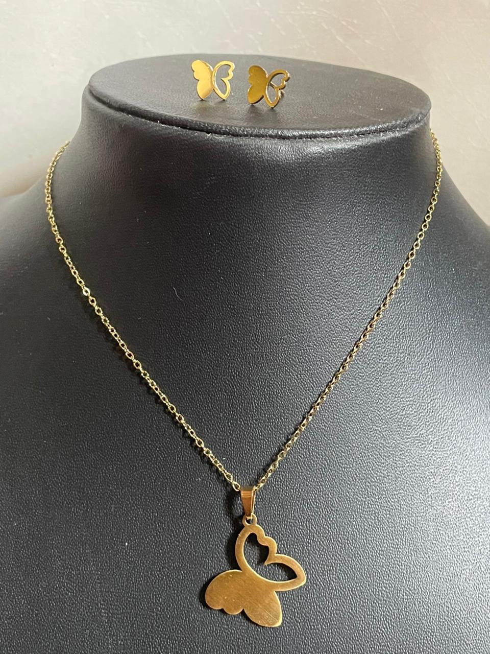 Butterfly Pendant earrings chain set - Image 3