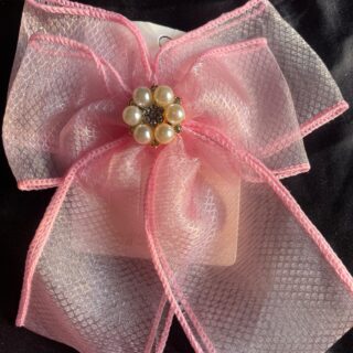 Pink Pearl Net Hair Bow Clip