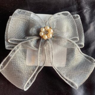 Grey Pearl Net Hair Bow Clip
