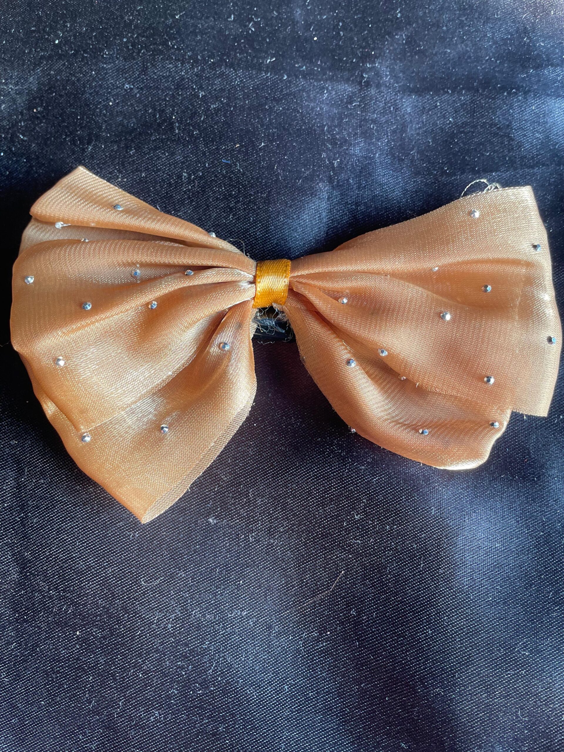Mustard Organza Hair Bow Clip