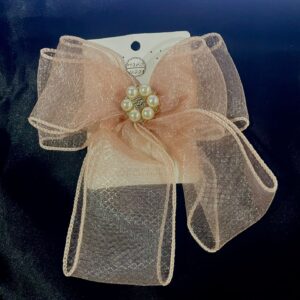 Beige Pearl Net Hair Bow Clip
