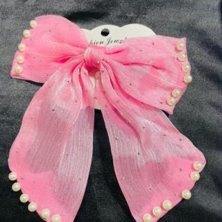 Pink Elegant Pearl Hair Bow Clips